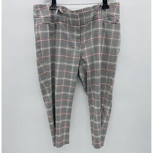 Lane Bryant Womens Plus Size 20 Plaid Print Stretch Capri Dress Pants in Tan